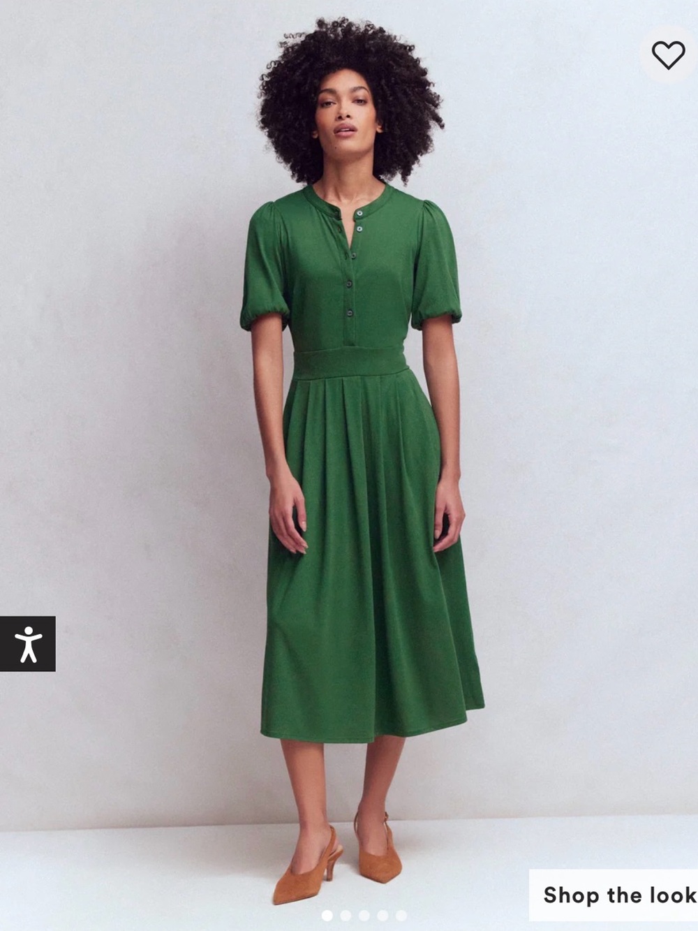 Boden Emerald Green Midi Button-Front Dress